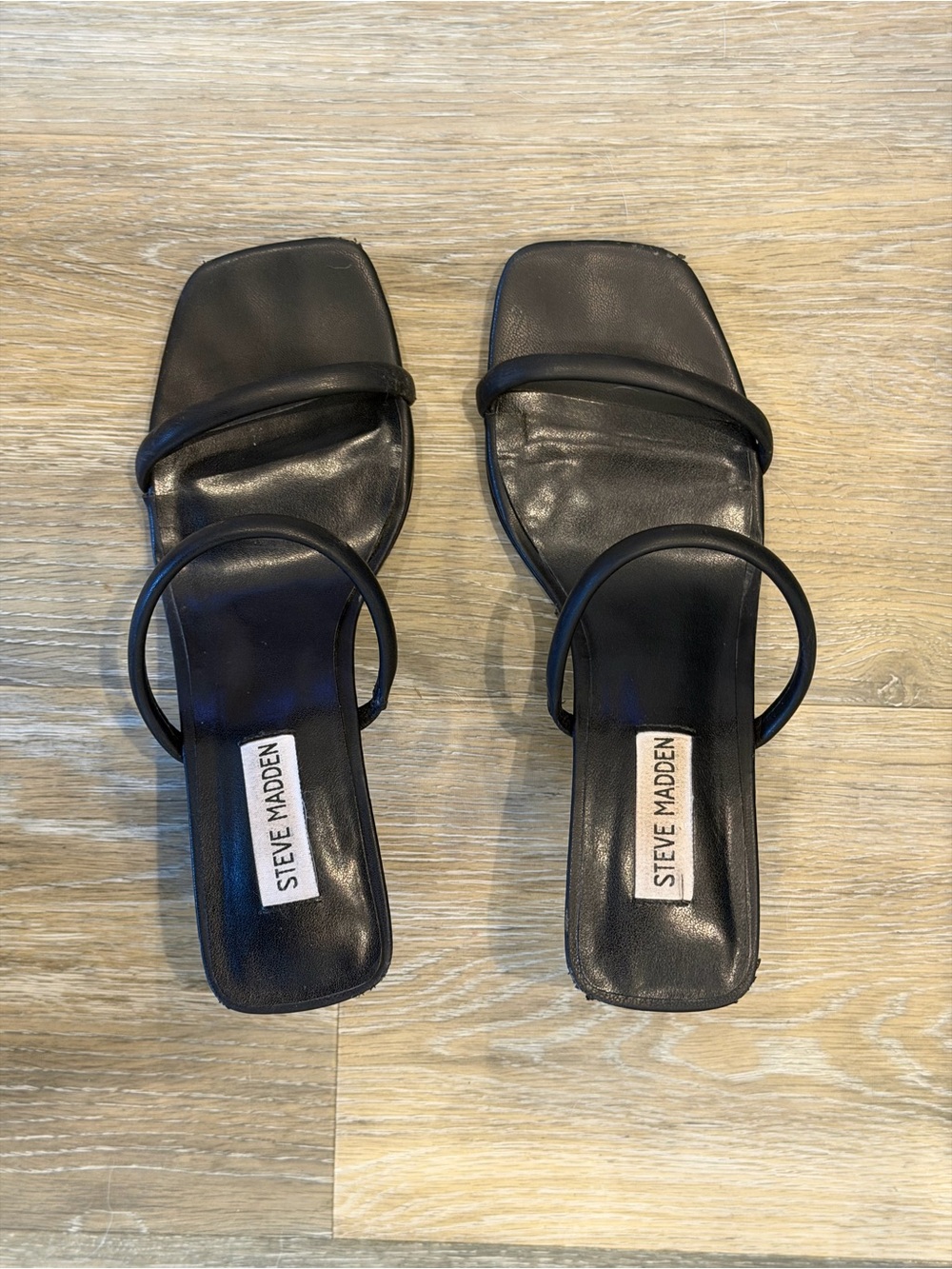 Steve Madden Black Square-Toe Heels- Size 7.5